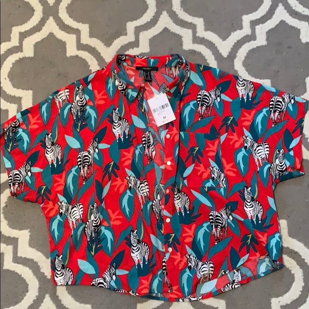 Zebra button down shirt